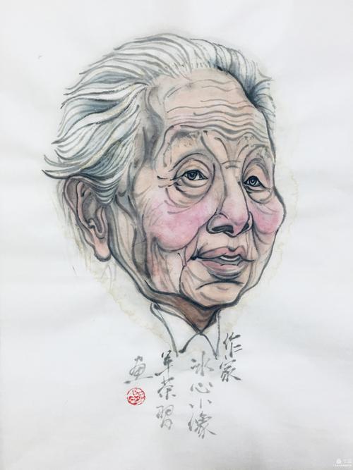 作家冰心肖像漫画