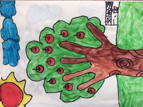 一年级四班学生作品《手形添画》