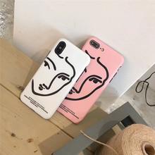 ins简约线条人脸表情iphonex手机壳情侣软胶磨砂7plus保护套6s壳