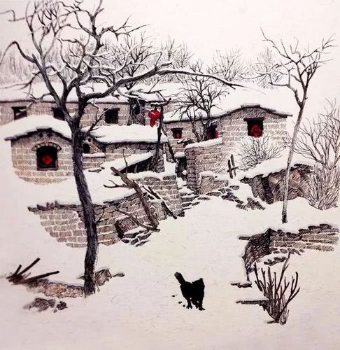 他竟然用钢笔,画出来太行山最美雪景