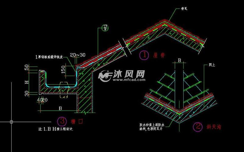 坡屋面建筑构造施工图集 - autocad其他详图∕图库图纸 - 沐风图纸