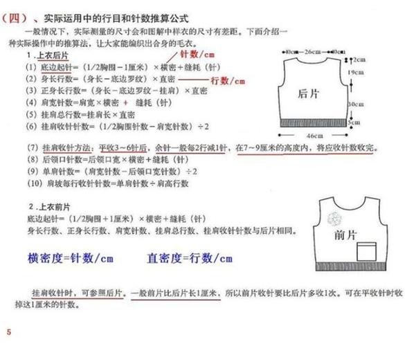 毛衣尺寸巧计算 棒针编织教程及技巧