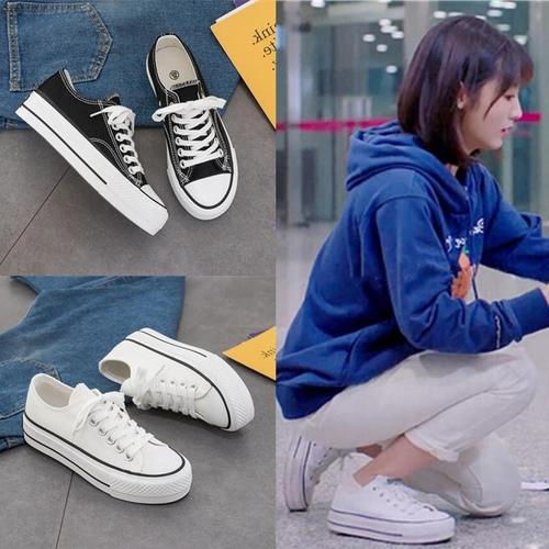 邢菲丛容同款鞋我的小确幸厚底帆布鞋小个子冈山硫化板鞋平底