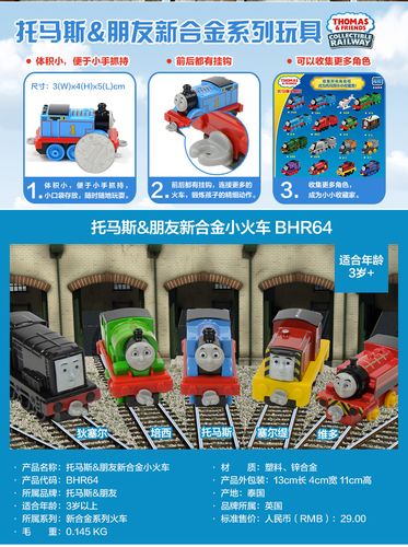托马斯和朋友合金小火车 托马斯小火车头 儿童惯性玩具火车bhr64