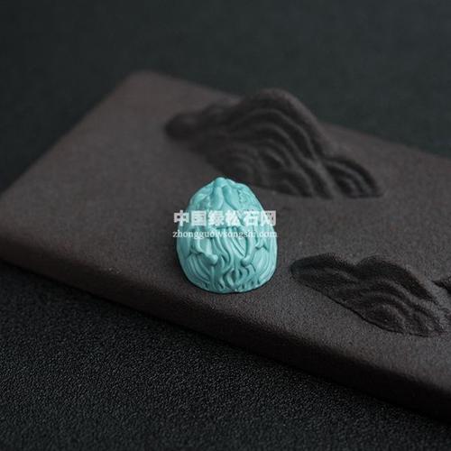 高瓷蓝绿松石龙头戒面