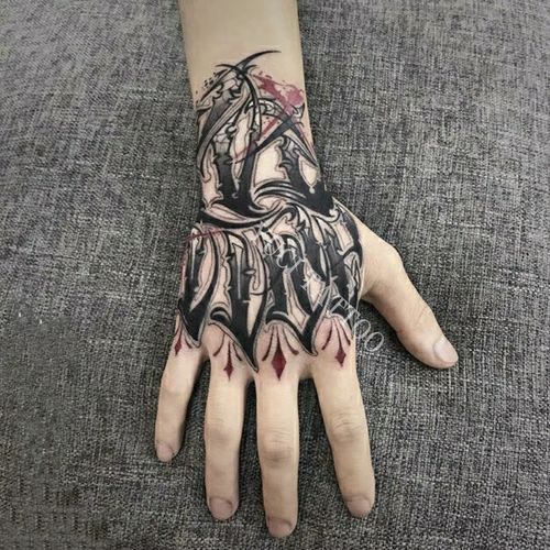 手背花体酷炫暗黑指潮个性网红彩色男女防水持久纹身贴