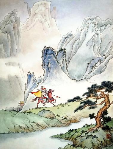 边塞诗年画组画(任率英作品)