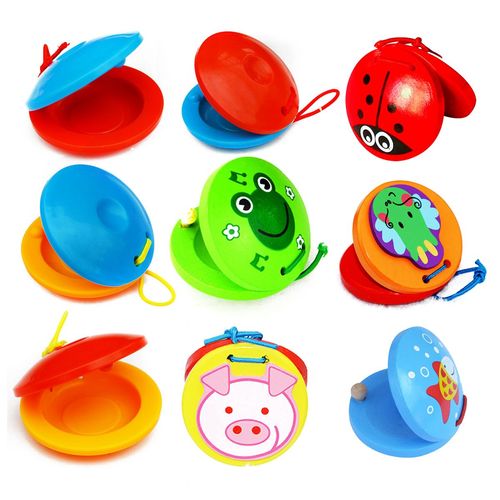 早教乐器原木响板圆舞板三句半木制响板儿童音乐教具单只图案随机