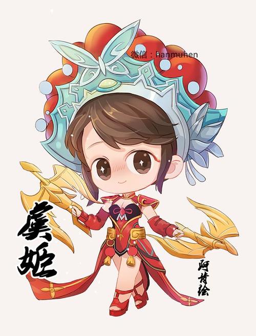 王者荣耀#q版漫画插画虞姬头像同人