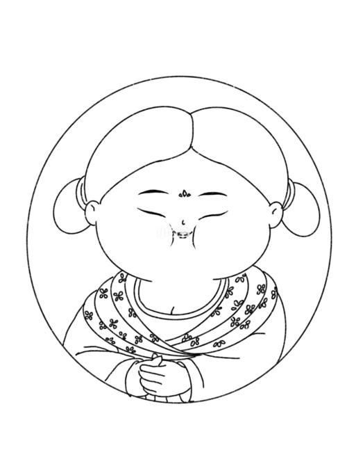 唐代仕女q版线稿_线稿_创意美术_美术_儿童创意美术_人文_绘画