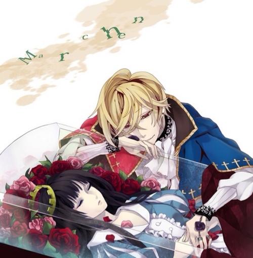 白雪公主 王子 水晶棺材 苹果 少女 二次元 插画 壁纸 手绘 色彩 童话