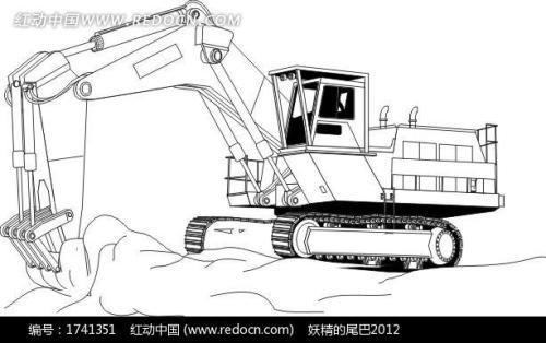 简单的挖土机简笔画大