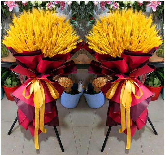 大连开业花篮同城速递大麦三脚架庆典乔迁之喜鲜花总汇麦穗扶郎花