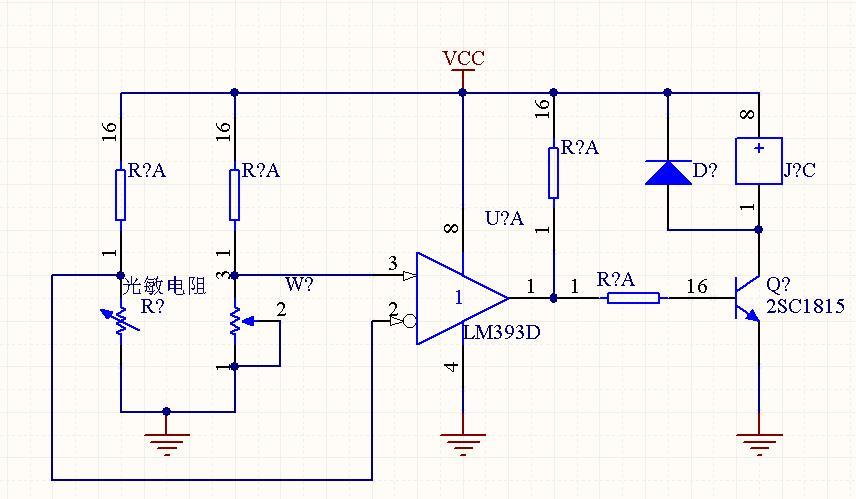 如何使用lm393,继电器,光敏电阻做成光控开关来控制另一个电路