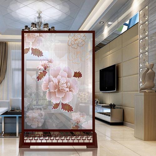 定制屏风 立式座屏 现代简约客厅玄关隔断 办公室摄影隔断 富贵牡丹