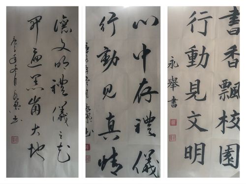 写美篇热爱书法的教师,写下一幅幅文明礼仪教育的格言,语句,号召引领