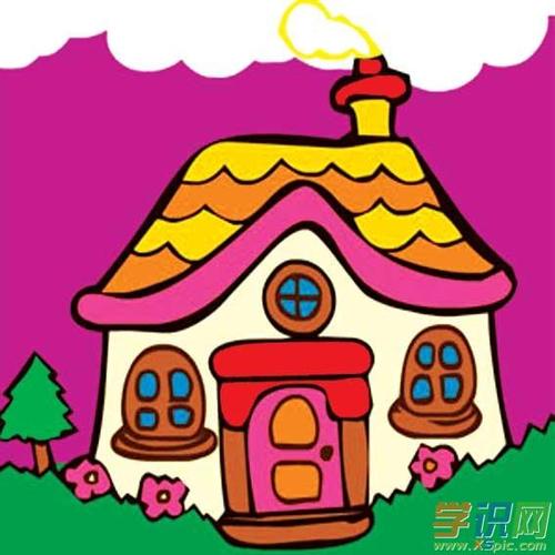 房子简笔画彩色_蘑菇房子简笔画
