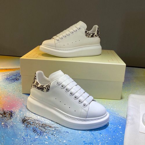 2021新款高端真皮麦昆小白鞋女真蛇皮纹尾松糕厚底鞋情侣款板鞋