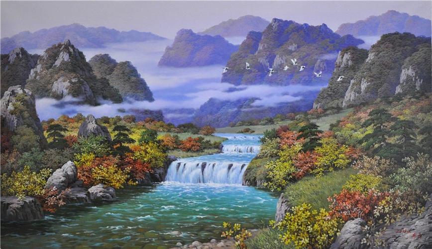 朝鲜油画崔赫山河壮丽一级画家