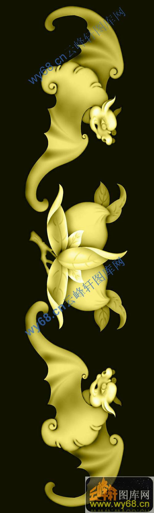 蝙蝠寿桃-中式雕刻图库