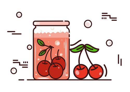 原创扁平风矢量插画 梅森瓶水果汁