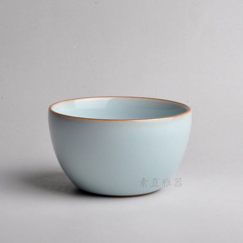 李善明汝窑天青缸杯素直雅器善窑厂善款御青汝瓷缸杯纯手工——素直雅