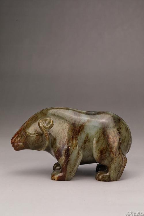 【老和田玉熊摆件】