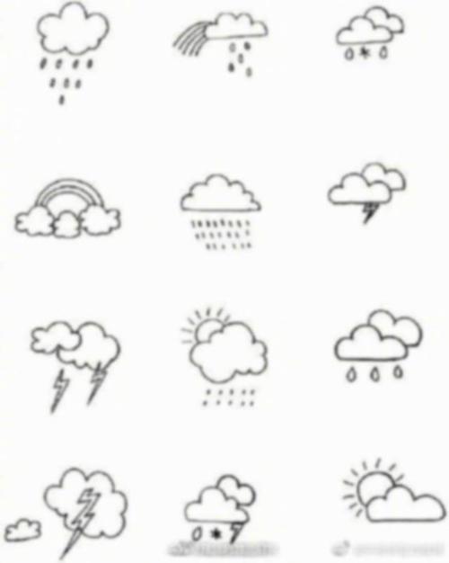 上百个天气小素材简笔画,可爱又简单,教孩子画起来!