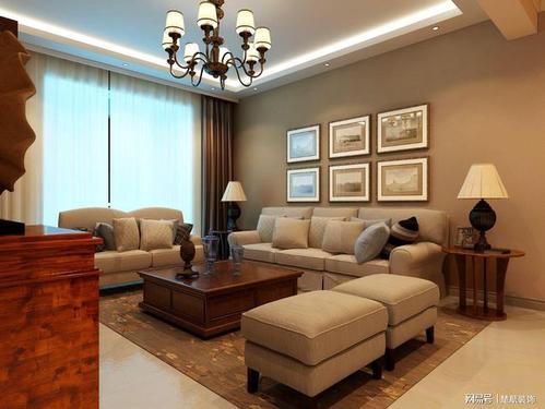 盘锦楚航装饰鑫华锦府145平美式风格装修效果图