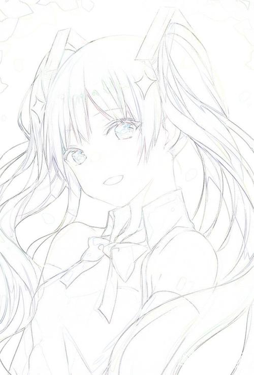 铅笔画漫画人物女孩全身可爱型铅笔画漫画人物女孩上身绘画图片