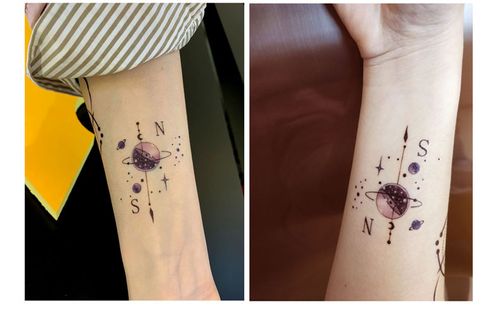 枝爷原创星球花臂大纹身贴男女防水帅气宇宙星辰太空