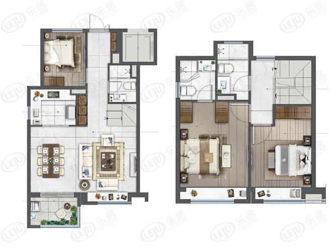 东原璞阅123平上叠户型户型图