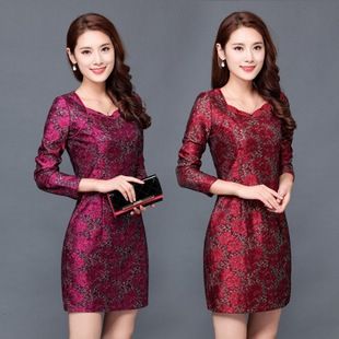 秋冬新款专柜正品代购奢华哥弟情女装中年妈妈装中长款蕾丝连衣裙