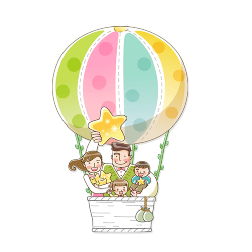 一家人卡通一家人坐热气球