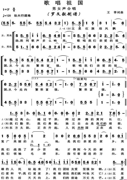 歌唱祖国(合唱)