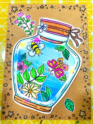 创意美术 儿童画 瓶子里的春天_创意美术_儿童画_春天