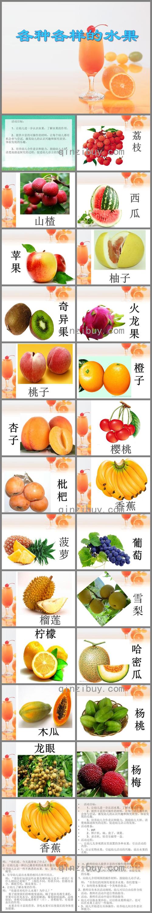 小班综合活动各种各样的水果ppt课件