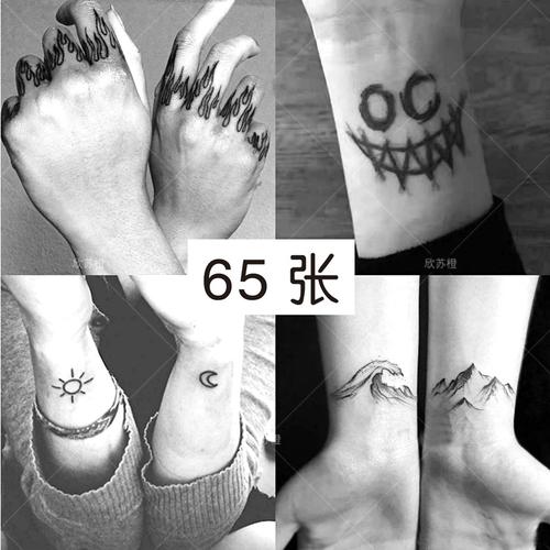 酷纹身贴ins风手指暗黑系简约脖子手腕纹身贴防水男女个性持久潮