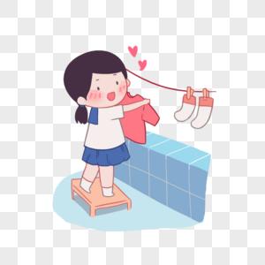 劳动节做家务的女孩图片素材