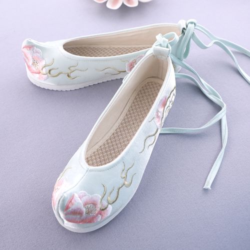 明制汉服鞋女古代鞋子非古装刺绣花鞋千层底翘头弓鞋内增高古风鞋