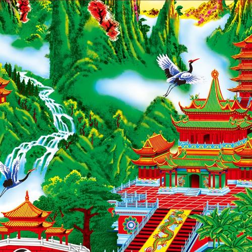 山水画绢布出马仙堂单年画年画风水画家家居仙家年画