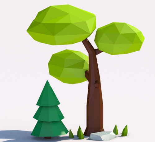 low poly设计儿童健康树卡通植物c4d模型-92素材网