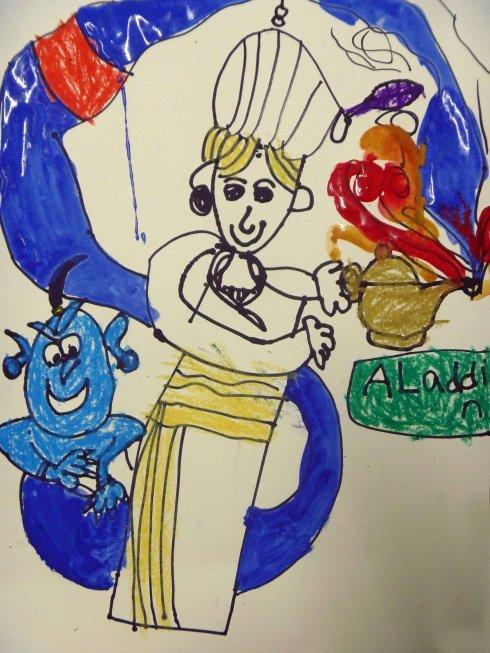 小蓝莓班 秋季11 绘画:【一千零一夜】阿拉丁神灯的故事 2013.11.19