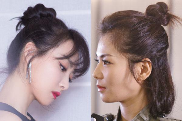 时尚 正文  乍一看没什么特别,但周冬雨的花瓣丸子头恰好运用了两侧