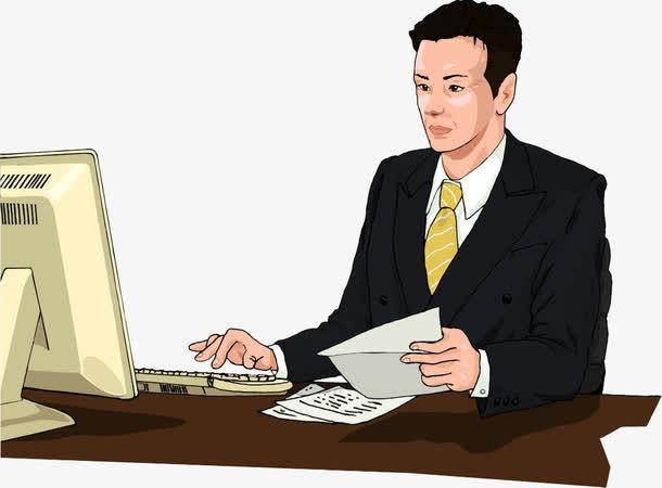 认真工作的男士