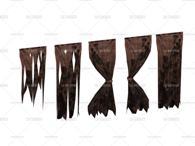 手绘低模破烂窗帘废旧布匹旧窗帘