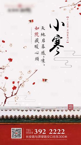 节气地产小寒海报红色色/白色色psd广告设计作品素材