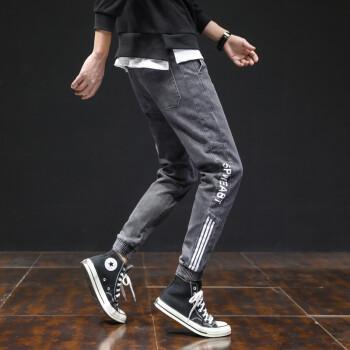 邦尼琼斯春季2022弹力九分牛仔裤男士韩版修身潮牌小脚裤潮流男装春秋