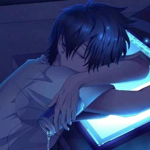 情头蓝色系动漫情侣头像2