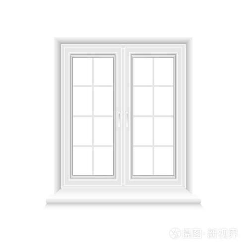 传统的白色窗框隔离在白色背景上.